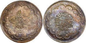 TURKEY. Ottoman Empire. 20 Kurush, AH 1255 Year 6 (1844/5). Constantinople (Istanbul) Mint. Abdulmejid I. PCGS MS-62.
MK-675. Variety with small insc...