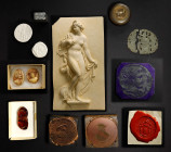 MIXED LOTS. Group of Numismatic Curiosities (16 Pieces).
A mixed group of odds and ends from the Mark and Lottie Salton Collection, this set coins va...