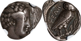 ITALY. Lucania. Velia. AR Drachm (3.74 gms), ca. 465-440 B.C. NGC VF, Strike: 4/5 Surface: 4/5.
HN Italy-1265. Obverse: Head of nymph right; Reverse:...