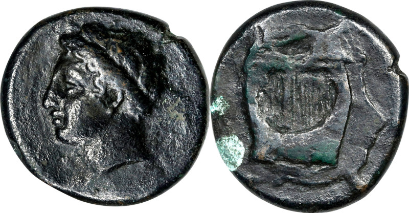 SICILY. Adranon. AE Hexas (7.01 gms), ca. 340-330 B.C. VERY FINE.
HGC-2, 44. Ob...
