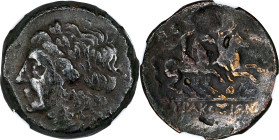 SICILY. Syracuse. Fifth Democracy, 214-212 B.C. AE 23mm. NGC Ch F. Flan Flaws.
HGC-2, 1453; BAR Issue-93. Obverse: Laureate head of Apollo left; Reve...