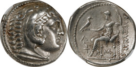 MACEDON. Kingdom of Macedon. Alexander III (the Great), 336-323 B.C. AR Tetradrachm (16.85 gms), Amphipolis Mint, ca. 317-305 B.C. NGC EF, Strike: 5/5...