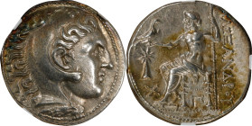 MACEDON. Kingdom of Macedon. Alexander III (the Great), 336-323 B.C. AR Tetradrachm (17.18 gms), Uranopolis Mint, ca. 310-297 B.C. NGC AU, Strike: 5/5...