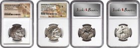 MIXED LOTS. Kingdom of Macedon. Duo of AR Tetradrachm (2 Pieces). Both NGC F Certified.
Both examples are Alexander III-style likely emanating from t...