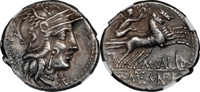 ROMAN REPUBLIC. M. Calidius, Q. Caecilius Metellus & Cn. Fulvius. AR Denarius, Rome Mint, ca. 117/6 B.C. NGC EF. Smoothing.
Cr-284/1A; S-160; Syd-539...