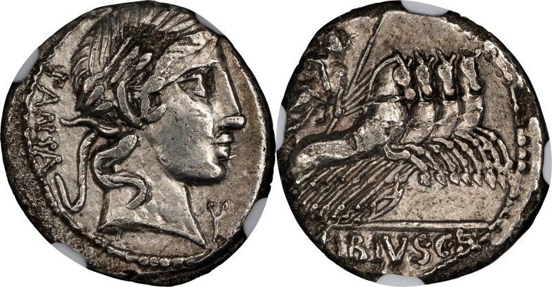 ROMAN REPUBLIC. C. Vibius C.f. Pansa. AR Denarius, Rome Mint, ca. 90 B.C. NGC VF...