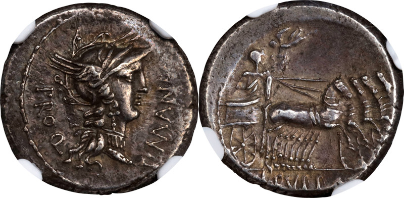ROMAN REPUBLIC. L. Sulla & L. Manlius Torquatus. AR Denarius (3.93 gms), Militar...