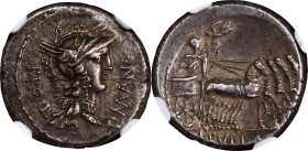 ROMAN REPUBLIC. L. Sulla & L. Manlius Torquatus. AR Denarius (3.93 gms), Military mint moving with Sulla, 82 B.C. NGC Ch EF, Strike: 4/5 Surface: 4/5....