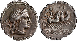 ROMAN REPUBLIC. C. Naevius Balbus. AR Denarius Serratus, Rome Mint, ca. 79 B.C. NGC Ch VF.
Cr-382/1B; Syd-769B. Obverse: Diademed head of Venus right...