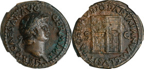 NERO, A.D. 54-68. AE As (11.77 gms), Rome Mint, ca. A.D. 65. NGC Ch EF, Strike: 5/5 Surface: 2/5. Fine Style.
RIC-306. Obverse: Laureate head right; ...