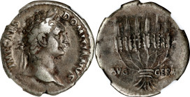 DOMITIAN, A.D. 81-96. AR Cistophorus, Uncertain Mint in Asia Minor, ca. A.D. 95-96. NGC VF.
RIC-852; RPC-874. Obverse: Laureate head right; Reverse: ...
