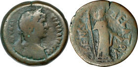 HADRIAN, A.D. 117-138. Egypt, Alexandria. AE Hemidrachm (12.97 gms), Dated RY 11 (A.D. 126/7). FINE.
RPC-5668; Dattari-7597 (this coin illustrated). ...