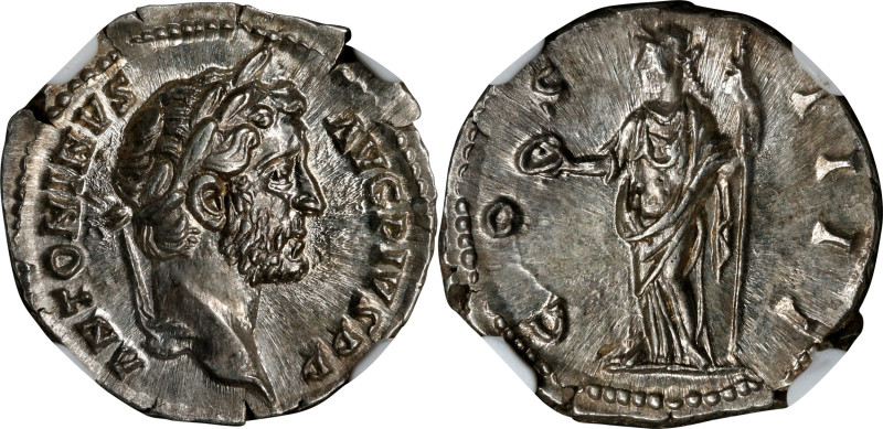 ANTONINUS PIUS, A.D. 138-161. AR Denarius (3.22 gms), Rome Mint, ca. A.D. 145-14...