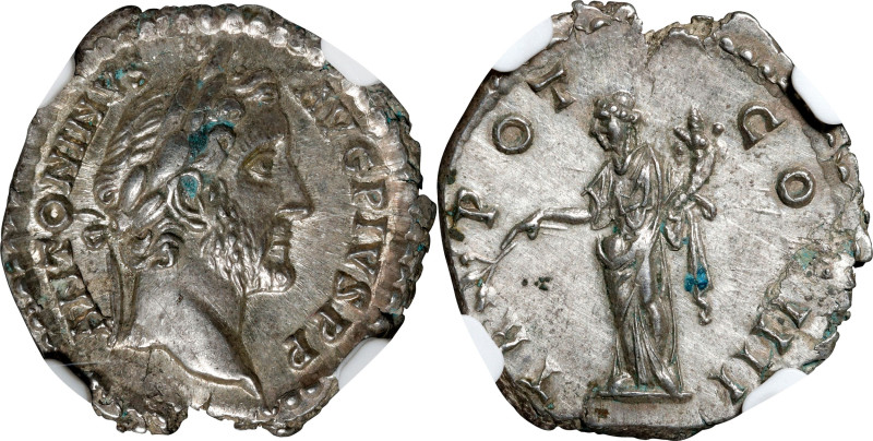 ANTONINUS PIUS, A.D. 138-161. AR Denarius (3.27 gms), Rome Mint, A.D. 159-160. N...