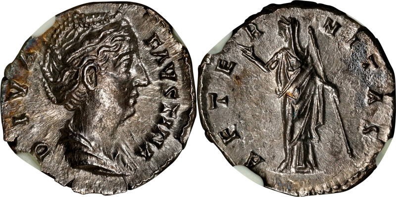 DIVA FAUSTINA SENIOR (WIFE OF ANTONINUS PIUS). AR Denarius, Rome Mint, ca. A.D. ...