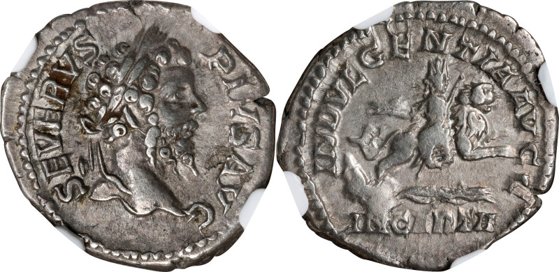 SEPTIMIUS SEVERUS, A.D. 193-211. AR Denarius (3.43 gms), Rome Mint, A.D. 203. NG...