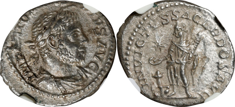 ELAGABALUS, A.D. 218-222. AR Denarius (3.12 gms), A.D. 221-222, Rome Mint. NGC A...