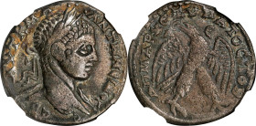 ELAGABALUS, A.D. 218-222. Syria, Antioch. BI Tetradrachm. NGC VF.
RPC-6, 7959; McAlee-758; Prieur-249. Obverse: Laureate head of Elagabalus to right,...