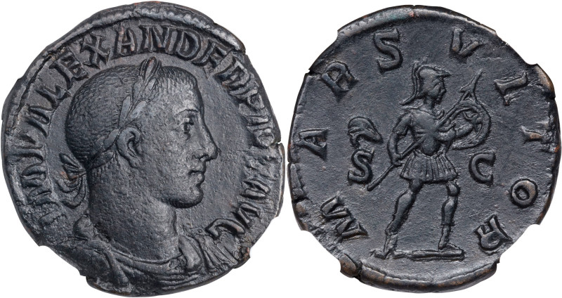 SEVERUS ALEXANDER, A.D. 222-235. AE Sestertius (19.17 gms), Rome Mint, A.D. 232....