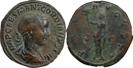 GORDIAN III, A.D. 238-244. AE Sestertius, Rome Mint, A.D. 238. NGC Ch VF. Fine Style.
RIC-256A. Obverse: Laureate, draped, and cuirassed bust right; ...