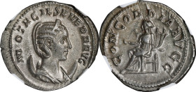 OTACILIA SEVERA (WIFE OF PHILIP I), A.D. 244-249. AR Double-Denarius (Antoninianus), Rome Mint, A.D. 247. NGC AU.
RIC-125C (Philip I); RSC-4. Obverse...