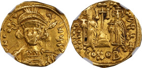CONSTANTINE IV, 668-685. AV Solidus (4.25 gms), Constantinople Mint, 4th Officina, 674-681. NGC Ch VF, Strike: 4/5 Surface: 2/5. Clipped, Graffiti.
S...