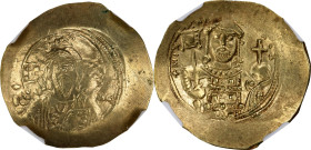 MICHAEL VII, 1071-1078. EL Histamenon Nomisma (4.43 gms), Constantinople Mint. NGC Ch AU, Strike: 4/5 Surface: 3/5. Marks.
S-1868. Obverse: Facing bu...