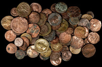 MIXED LOTS. Group of Mixed Bronze Denominations (88 Pieces). Average Grade: FINE Details--Cleaned.
A great mix of ancient bronze denominations perfec...