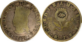 COLOMBIA. Republic of Nueva Granada. 8 Reales, ND (1838). PCGS VG-10, Countermark: VF Details.
KM-73; Restrepo-157.1r. Possibly issued by decree of 3...