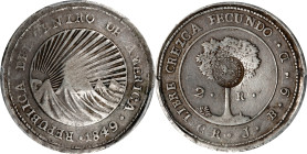 COSTA RICA. 2 Reales, ND (1849). San Jose Mint. PCGS EF-40, Countermark: XF Details.
KM-77; de la Cruz-Pg. 35. Issued by decree of 22 November 1849 u...