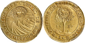 COSTA RICA. Escudo, ND (1857). San Jose Mint. PCGS AU-55., Countermark: AU Details.
Fr-4a; KM-84; de la Cruz-Pg. 38. Issued by decree of 8 January 18...