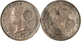 COSTA RICA. Costa Rica - Colombia. 50 Centavos, ND (1889). San Jose Mint. PCGS AU-55, Countermark: UNC Details.
KM-134.1. Authorized 8 April 1889. Co...