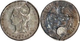COSTA RICA. Costa Rica - Colombia. 50 Centavos, ND (1889). San Jose Mint. PCGS AU-50, Countermark: UNC Details.
KM-135.2. Authorized 8 April 1889. Co...