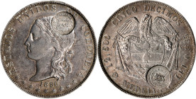 COSTA RICA. Costa Rica - Colombia. 50 Centavos, ND (1889). San Jose Mint. PCGS AU-55, Countermark: UNC Details.
KM-135.2. Authorized 8 April 1889. Co...