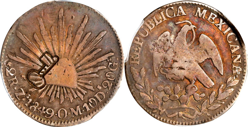 CUBA. Cuba - Mexico. 2 Reales, ND (1872-77). PCGS FINE-15.
KM-R1. Countermark: ...