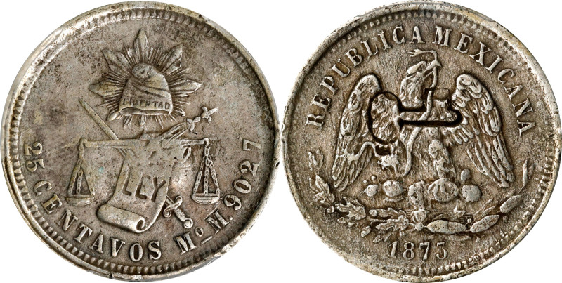 CUBA. Cuba - Mexico. 25 Centavos, ND (1872-77). PCGS Genuine--Environmental Dama...