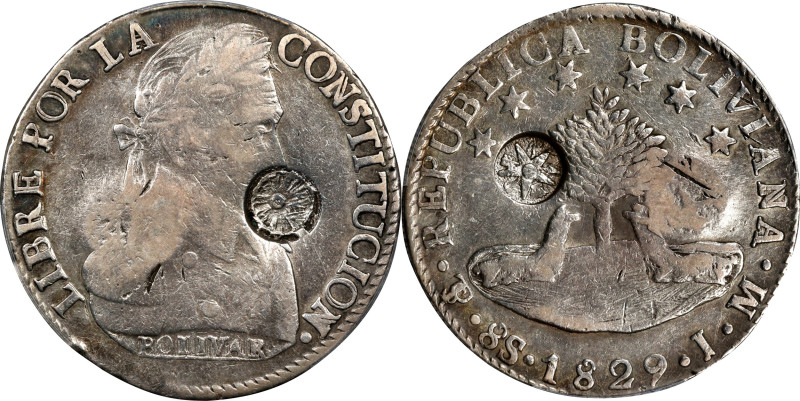 GUATEMALA. Guatemala - Bolivia. 8 Reales, ND (1840). PCGS VF-30, Countermark: XF...