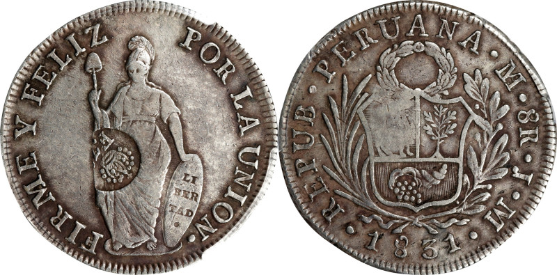 PHILIPPINES. Philippines - Peru. 8 Reales, ND (1832-34). Manila Mint. Ferdinand ...