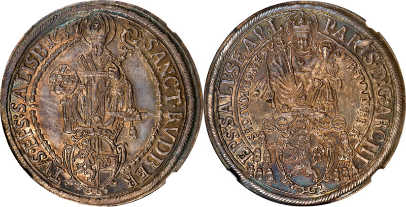 AUSTRIA. Salzburg. Taler, 1637. Salzburg Mint. Paris von Lodron. NGC AU-58.
Dav...