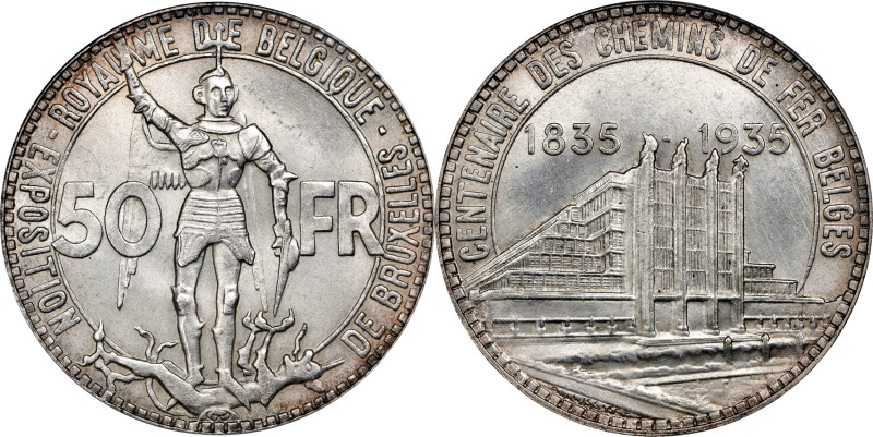 BELGIUM. 50 Francs, 1935. Brussels Mint. PCGS MS-63.
KM-106.1.

Estimate: $70...