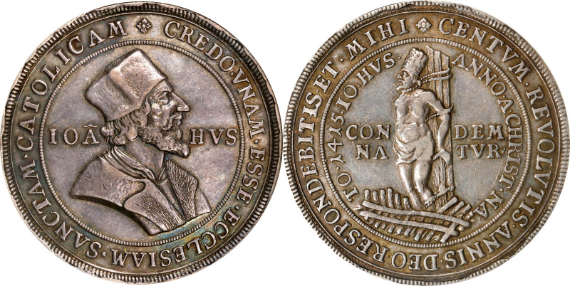 BOHEMIA. Martyrdom of Jan Hus Silver Medal, ND (ca. 1717). NGC EF-45.
Donebauer...