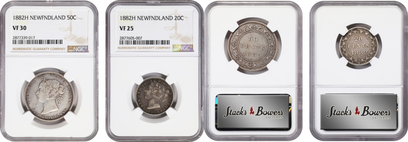 CANADA. Newfoundland. Duo of Minors (2 Pieces), 1882-H. Birmingham (Heaton) Mint...