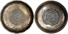 CHINA. Silver Coin Dish, ND (ca. 1930-60s). EXTREMELY FINE Details.
Circular-shaped, with bamboo-style border, containing ND (1908) Empire Dollar (L&...