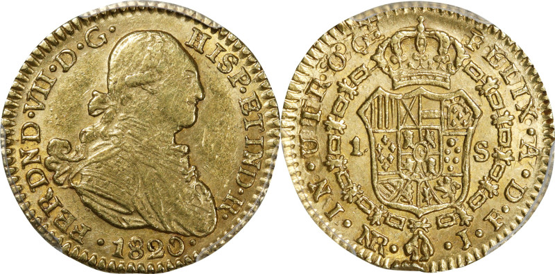 COLOMBIA. Escudo, 1820-NR JF. Bogota (Nuevo Reino) Mint. Ferdinand VII. PCGS Gen...