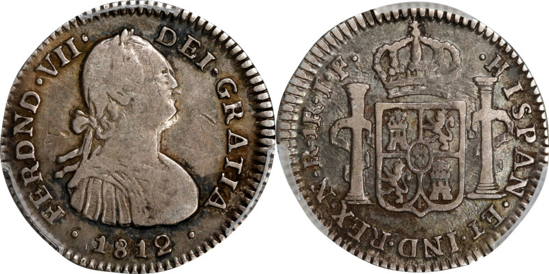 COLOMBIA. Real, 1812-NR JF. Bogota (Nuevo Reino) Mint. Ferdinand VII. PCGS VF-25...