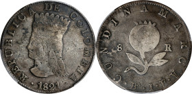 COLOMBIA. Cundinamarca. 8 Reales, 1821-Ba JF. Bogota Mint. PCGS VF-20.
KM-C6.

Estimate: $100.00- $200.00