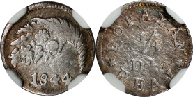 COLOMBIA. 1/4 Real, 1844/3. Popayan Mint. NGC VF Details--Cleaned.
KM-90.2; Restrepo-173.10.

Estimate: $60.00- $100.00