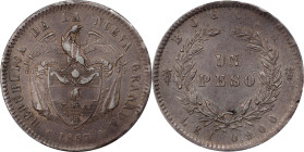 COLOMBIA. Peso, 1857-BOGOTA. Bogota Mint. PCGS Genuine--Cleaned, AU Details.
KM-118; Restrepo-198.6.

Estimate: $150.00- $300.00