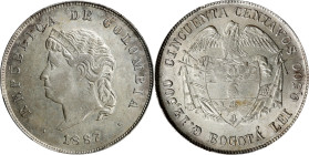 COLOMBIA. 50 Centavos, 1887. Bogota Mint. PCGS AU-58.
KM-185.

Estimate: $150.00- $300.00