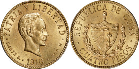 CUBA. 4 Pesos, 1916. Philadelphia Mint. PCGS MS-62.
Fr-5; KM-18.

Estimate: $400.00- $600.00